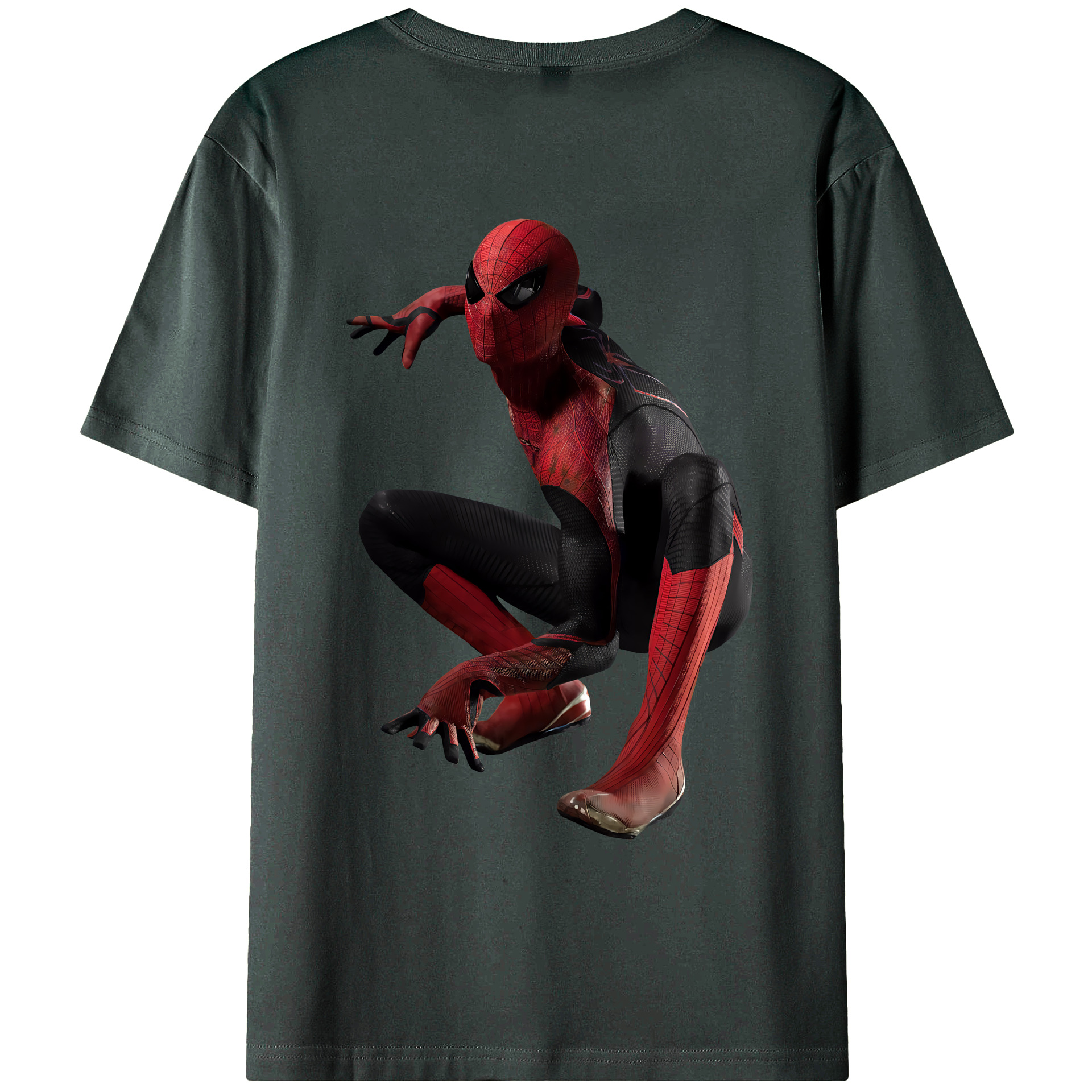 （画像用） Spider Man スパイダーマン 綿100％ メンズ半袖Tシャツ（バックプリント） 通気性